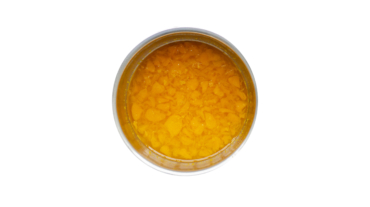 Comparative image of orange pulp in water like feces in stainless steel bowl isolated on white background with clipping path